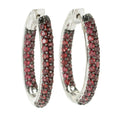 Pinctore Sterling Silver Pave Rhodolite Inside Out Hoop Earrings