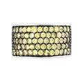 Pinctore Sterling Silver Pave Yellow Sapphire Wide Band Ring