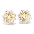 Pinctore Sterling Silver Round Cut Cubic Zirconia Flower Stud Earrings