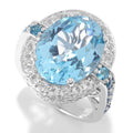 Pinctore Sterling Silver Swiss Blue Topaz White Topaz Ring