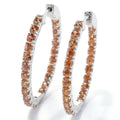 Pinctore Sterling Silver Zircon Oval Hoop Earrings
