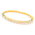 Pinctore Yellow Gold Over 925 Sterling Silver Rainbow Moonstone Bangle