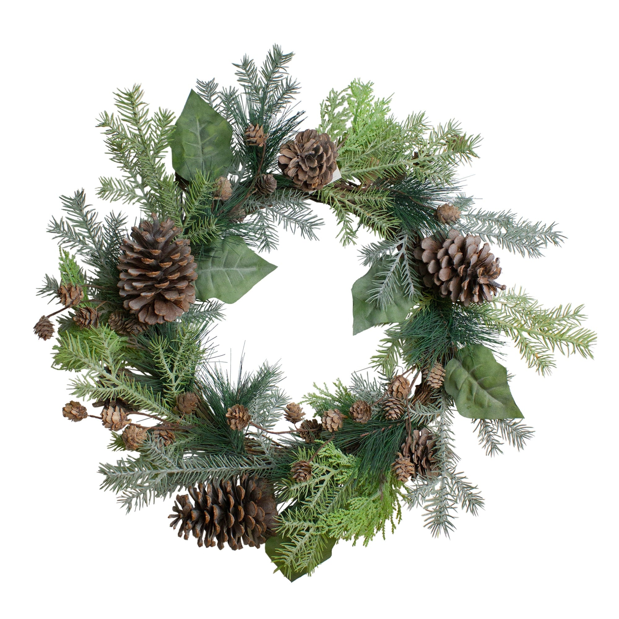 Pine Cone Cedar And Leaves Christmas Wreath 14 Inch Unlit