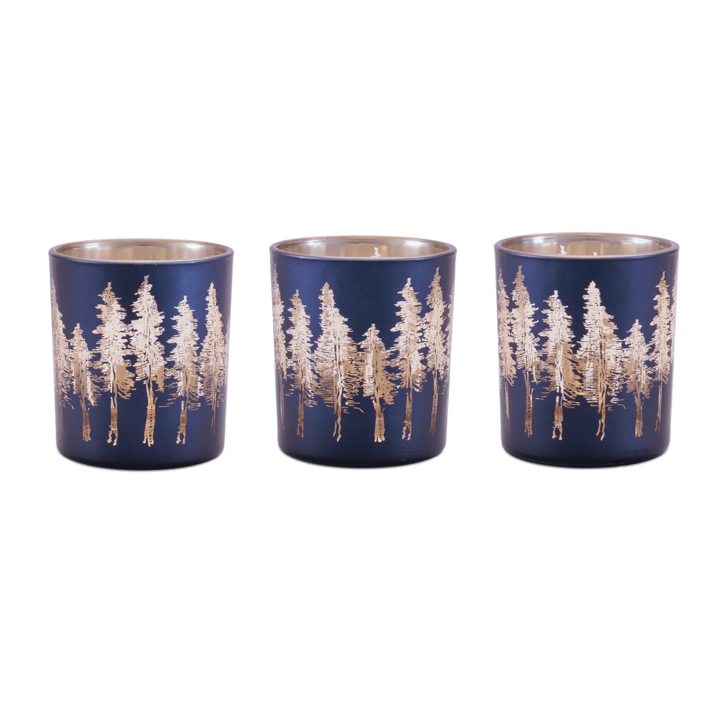 Pine Tree Print Votive Holder Set Of 3