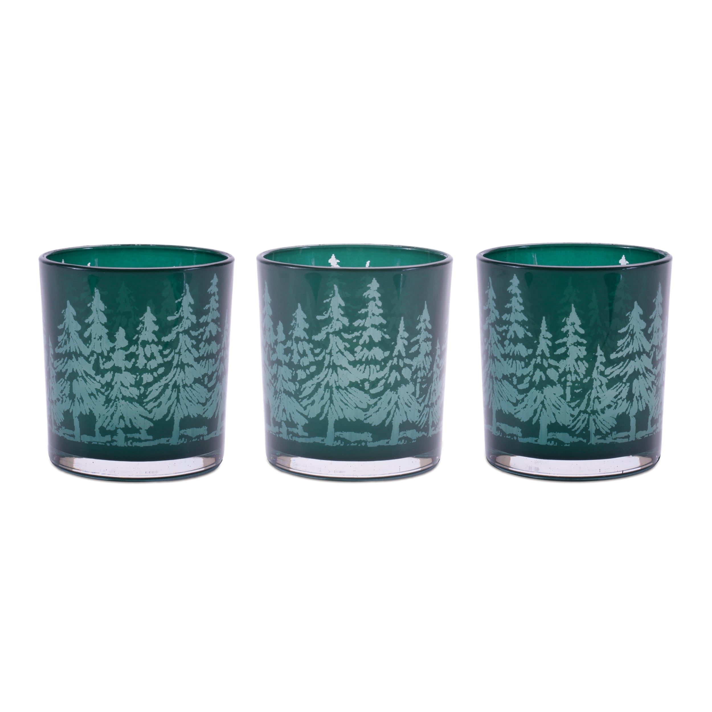 Pine Tree Print Votive Holder Set Of 3