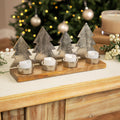 Pine Trees And Triple Tea Light Christmas Candle Holder 12.25 Nickel Finish