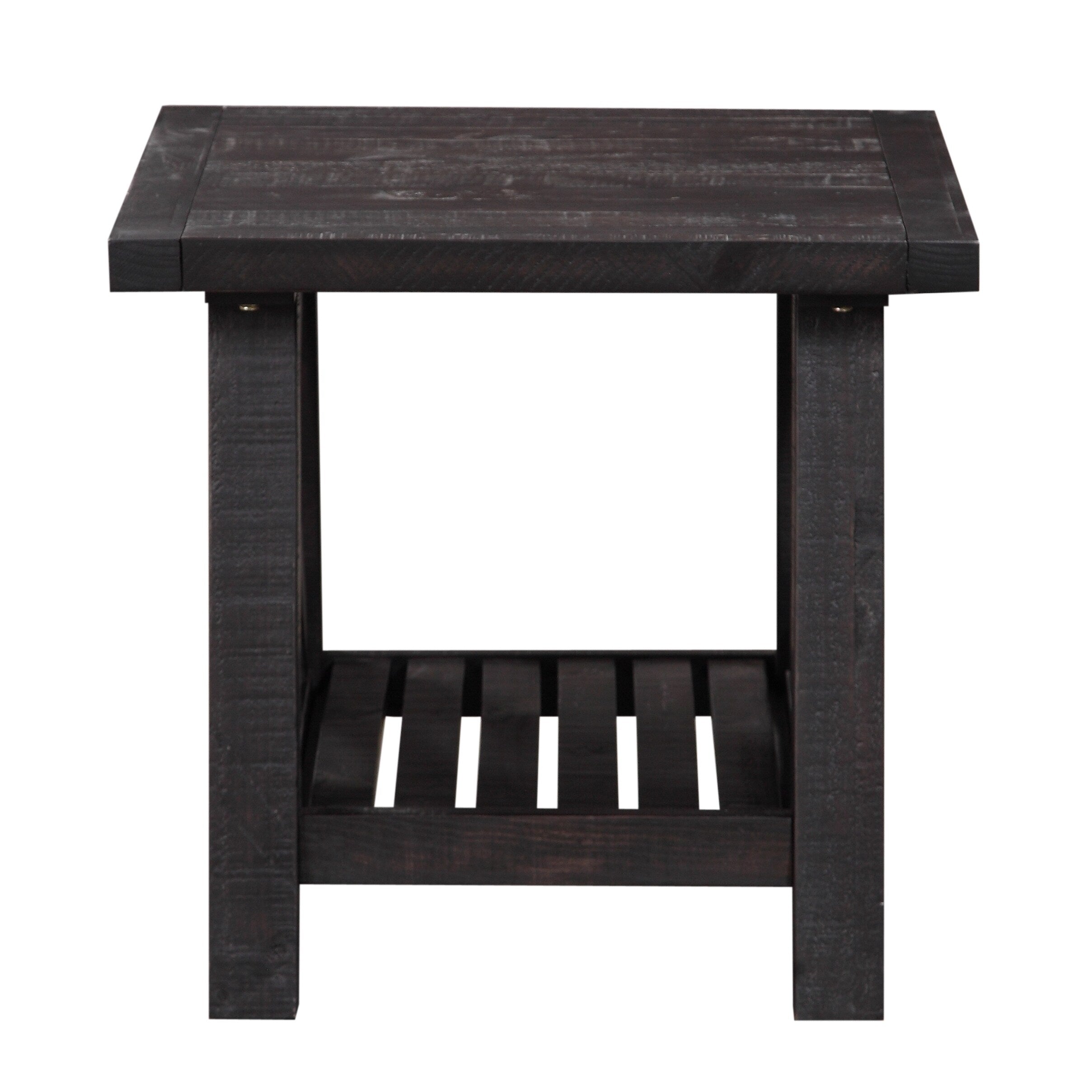 Pine Wood End Table With Exposed Hardware Brown