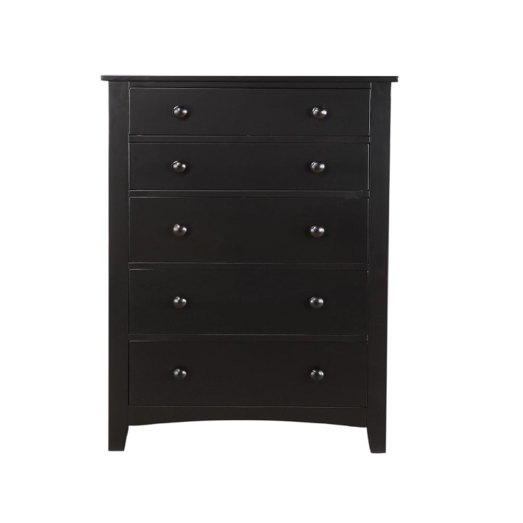 Pine Wood With Varied Size 5 Drawer Chest Black