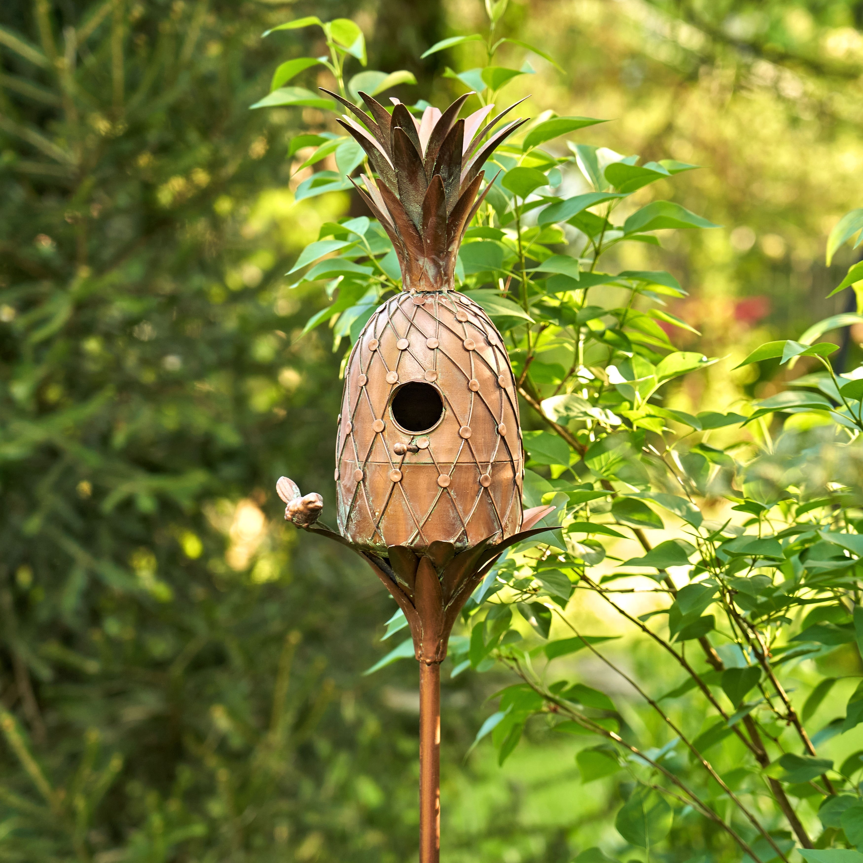 Pineapple Shaped Copper Birdhouse Stake