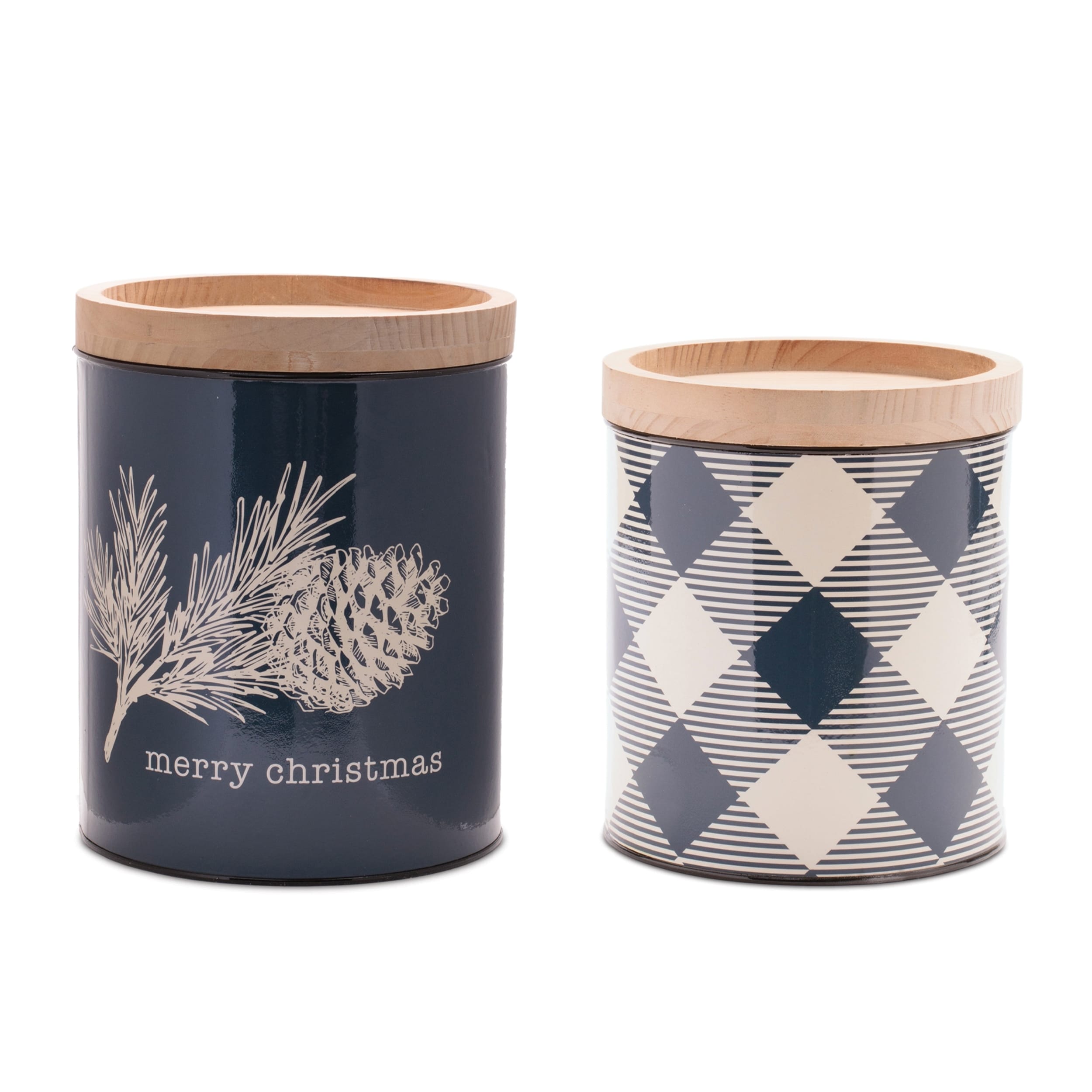 Pinecone And Plaid Iron Canister Set Of 2