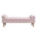 Pink End Of Bed Bench Ottoman With Wood Legs Fabric Bench Indoor Bench Entryway Bench Lounge Bench With Legs