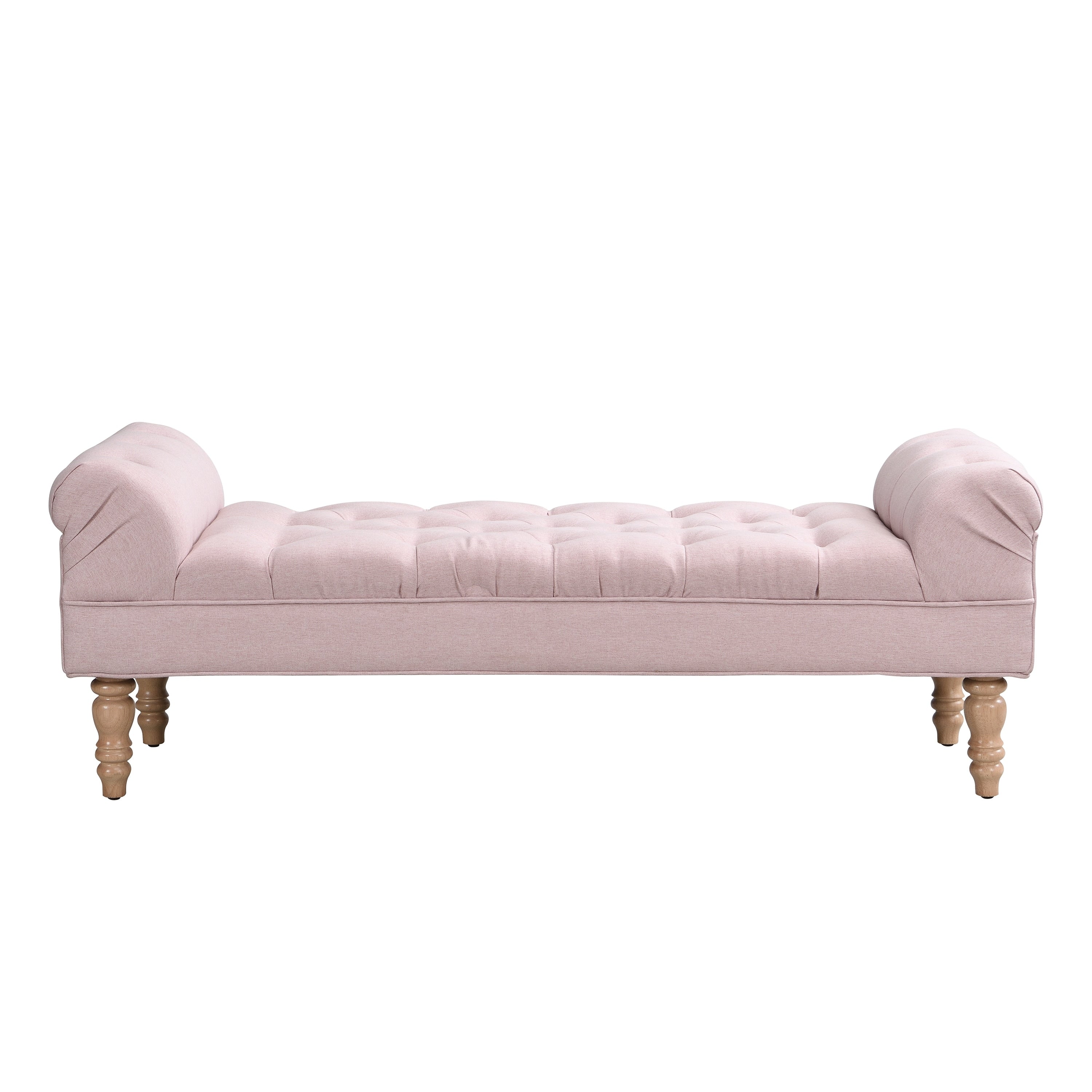 Pink End Of Bed Bench Ottoman With Wood Legs Fabric Bench Indoor Bench Entryway Bench Lounge Bench With Legs