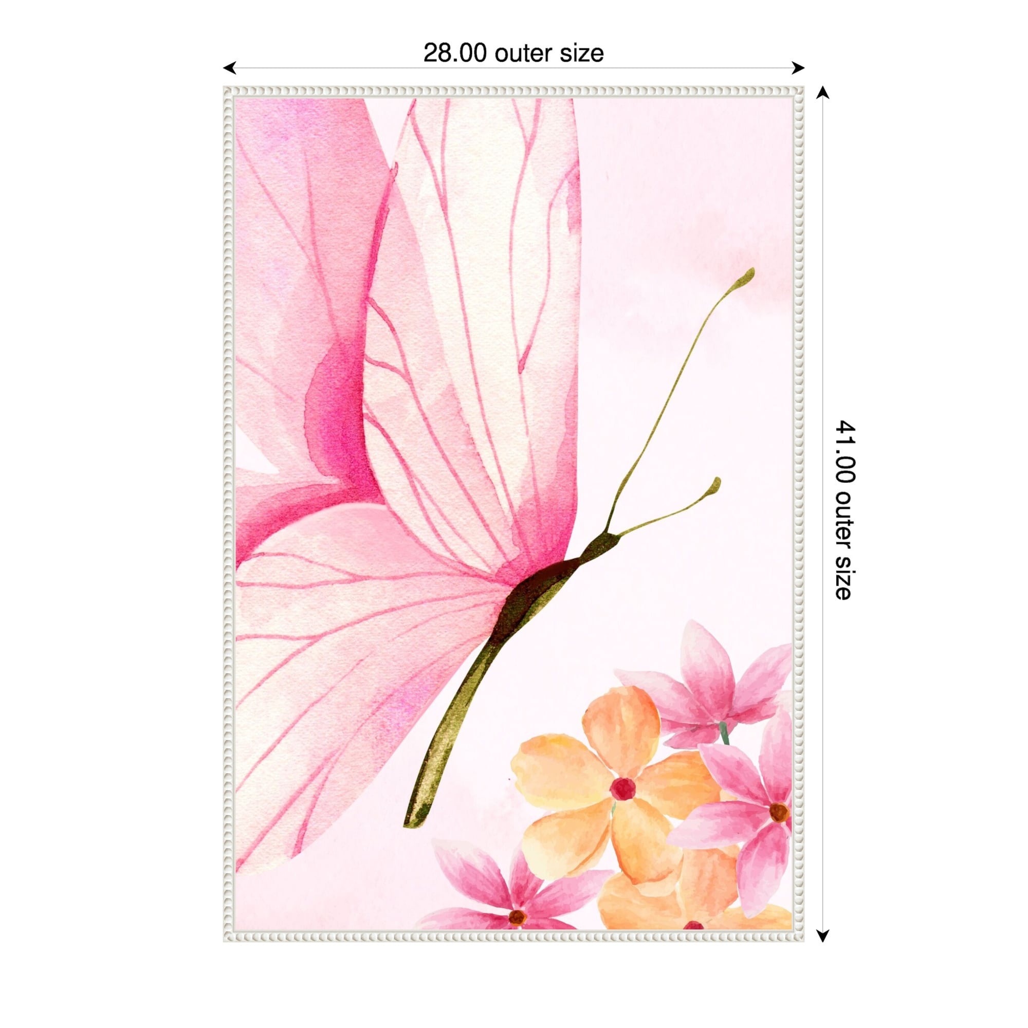 Pink Floral Butterfly By Saskia Michele Framed Canvas Wall Art Print