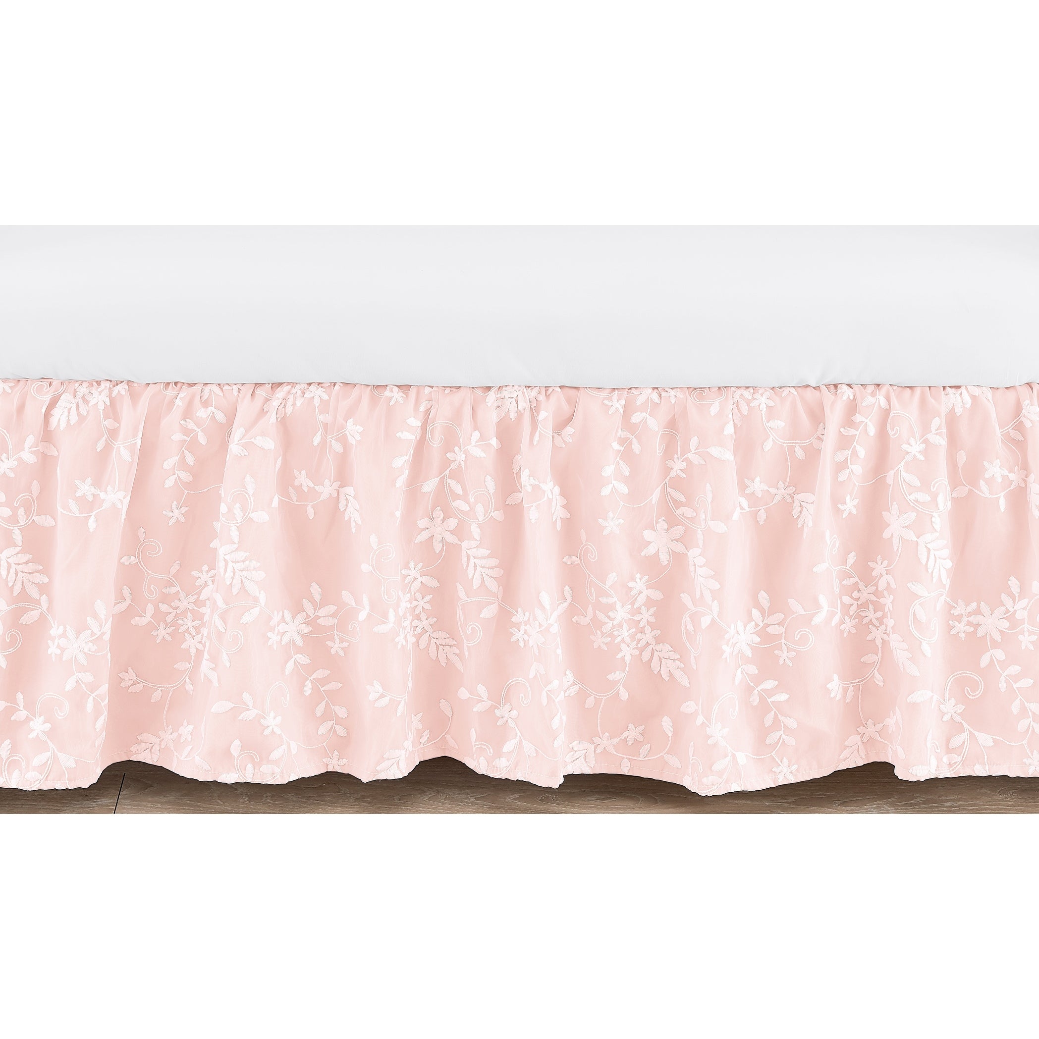 Pink Floral Vintage Lace Girl Crib Bed Skirt Solid Light Blush Luxurious Elegant Princess Boho Shabby Chic Luxury Glam Flower