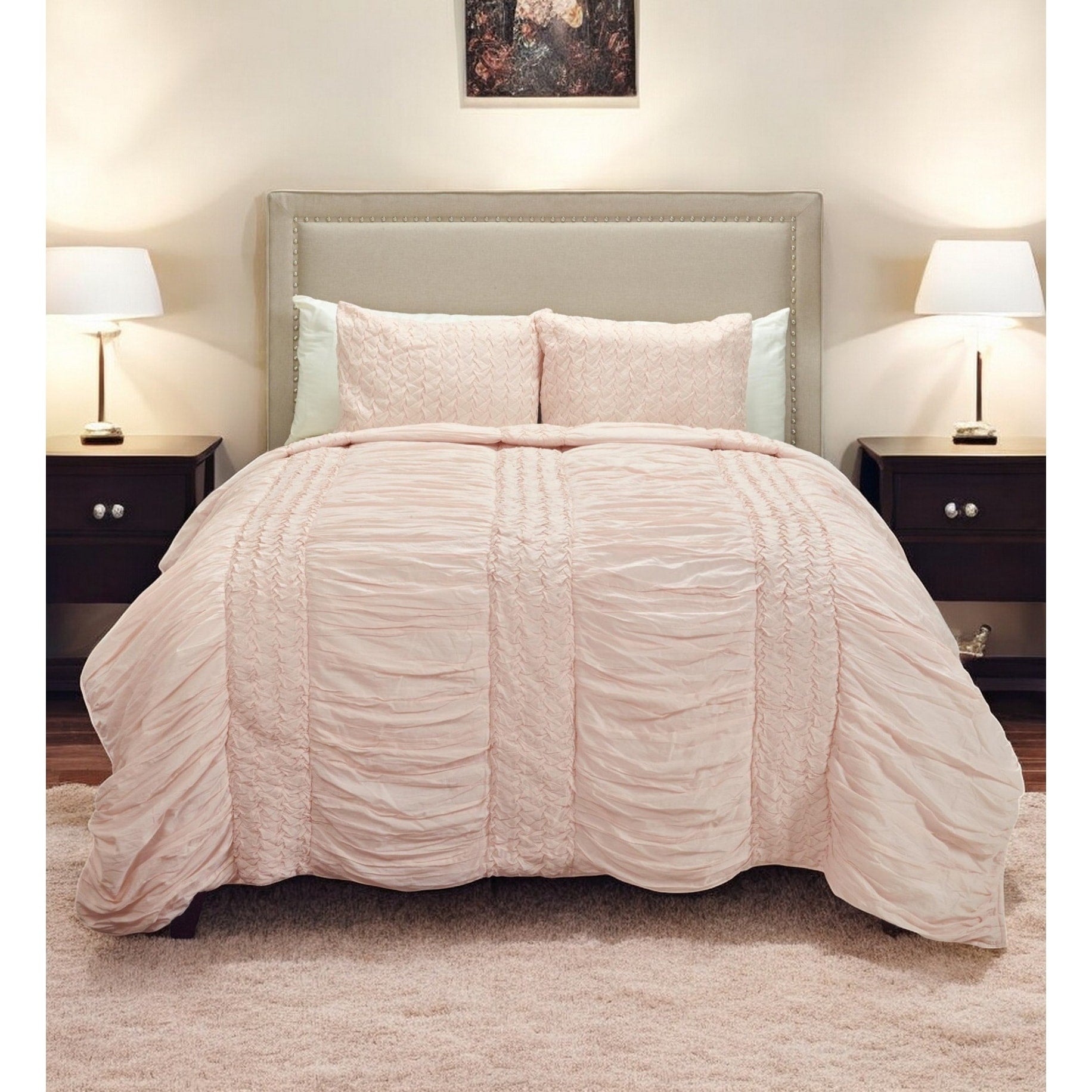 Pink Geometric Queen Quilt