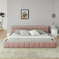 Pink King Size Upholstered Platform Bed Frame With Headboard