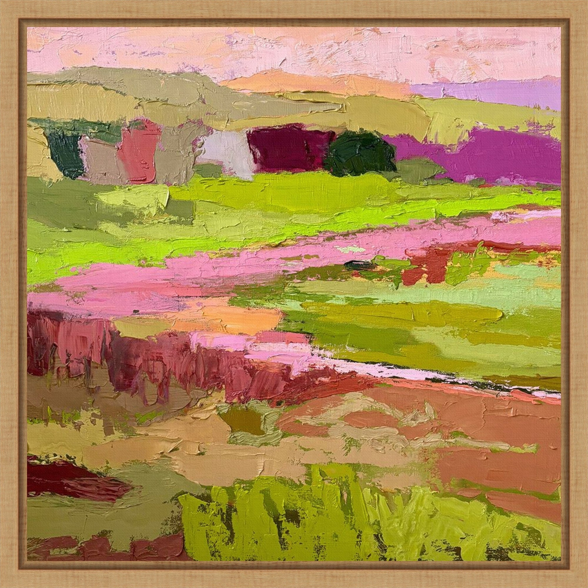 Pink River By Jane Schmidt Framed Canvas Wall Art Print