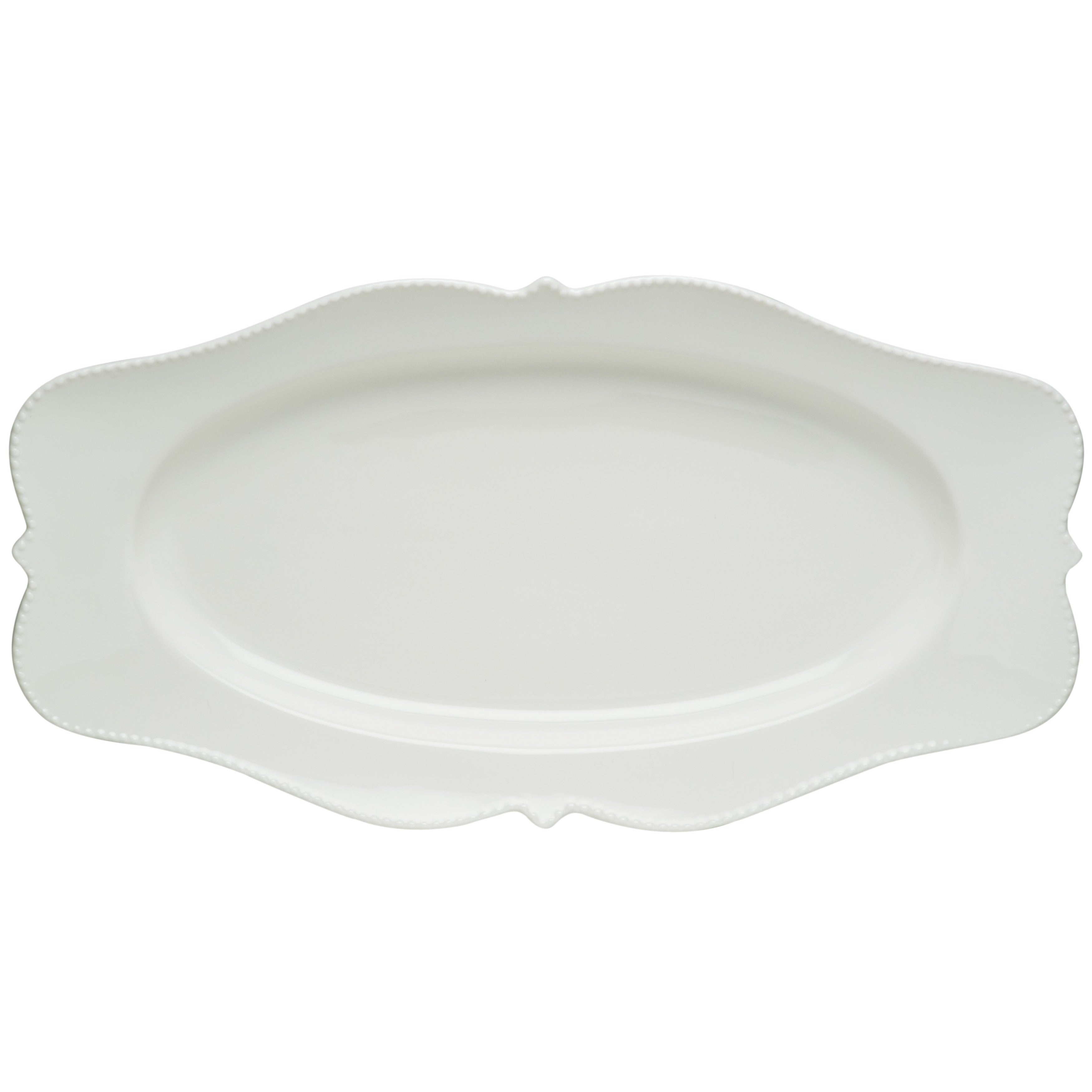 Pinpoint White Oval Platter 16.5 X 9