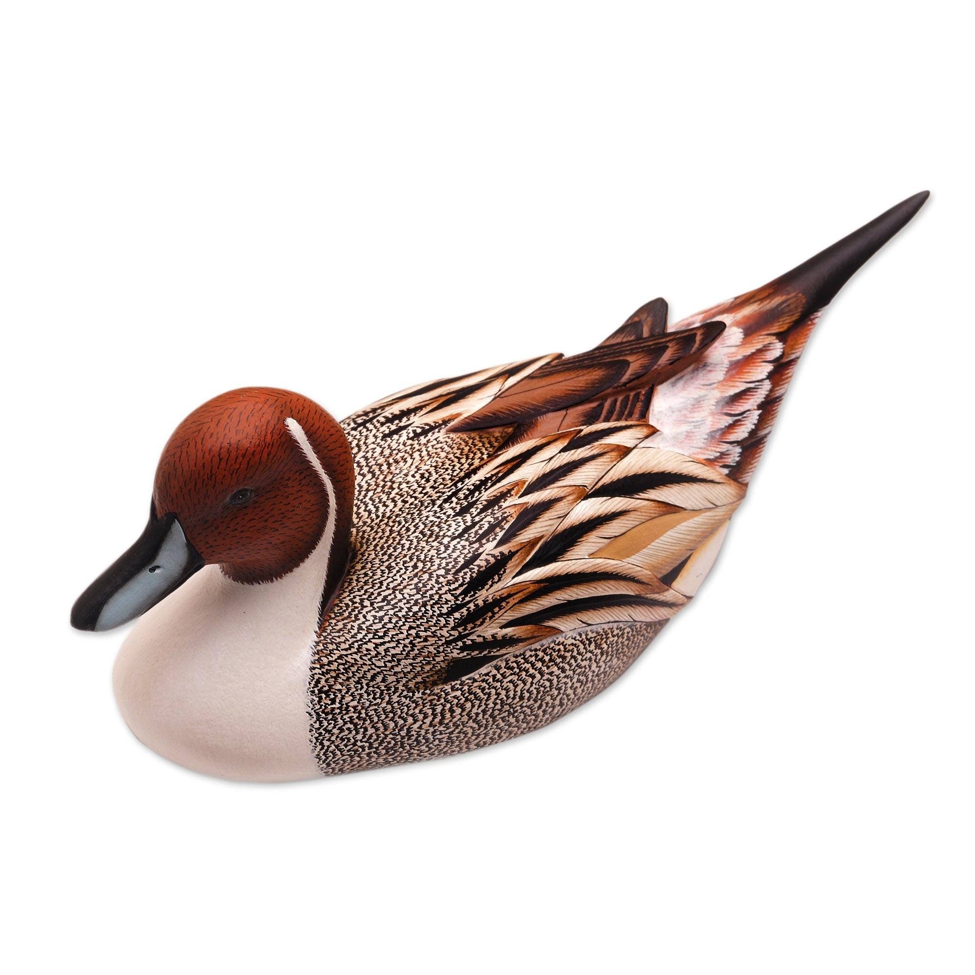 Pintail Duck Wood Statuette