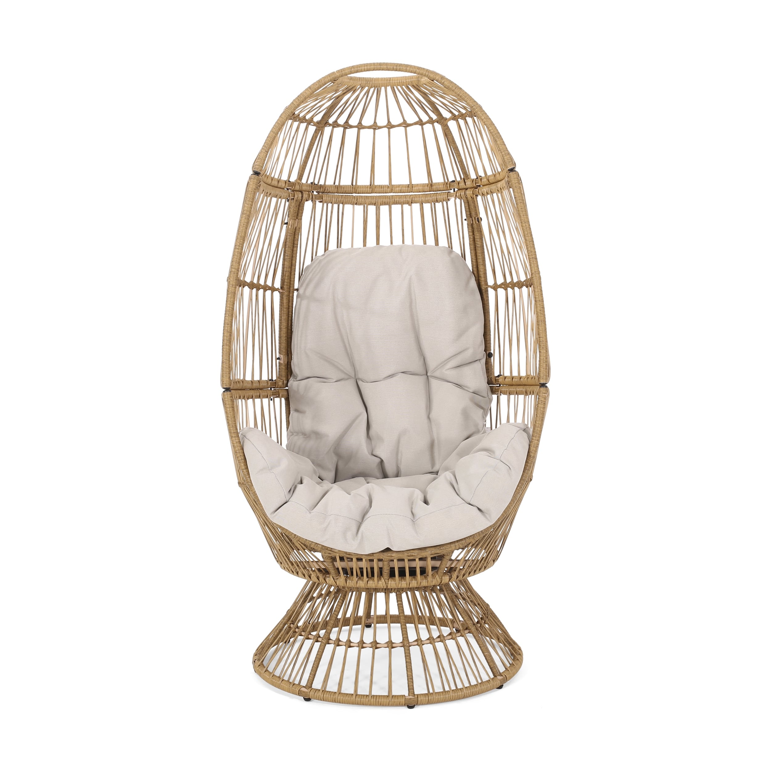 Pintan Outdoor Wicker Swivel Egg Chair With Cushion By Christopher Knight Home