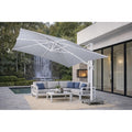 Piola 10 Ft. X 13 Ft. Rectangle Aluminum Cantilever Tilt Outdoor Parasol Patio Umbrella With Granite Base In Mouse Gray