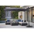 Piola Dark Grey 10 Ft. Square Aluminum Patio Cantilever Smoke Grey Fabric Umbrella With Granite Base
