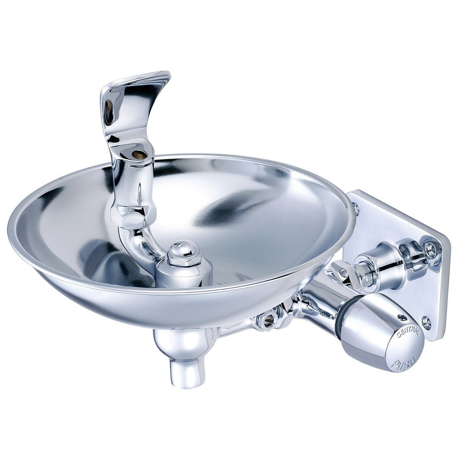 Pioneer Faucets 0366 N2Hx8Wb Central Brass Push Button Bubbler With Brass Round Bowl Polished Chrome
