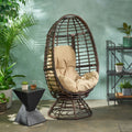 Pitner Outdoor Wicker Swivel Egg Chair With Cushion By Christopher Knight Home