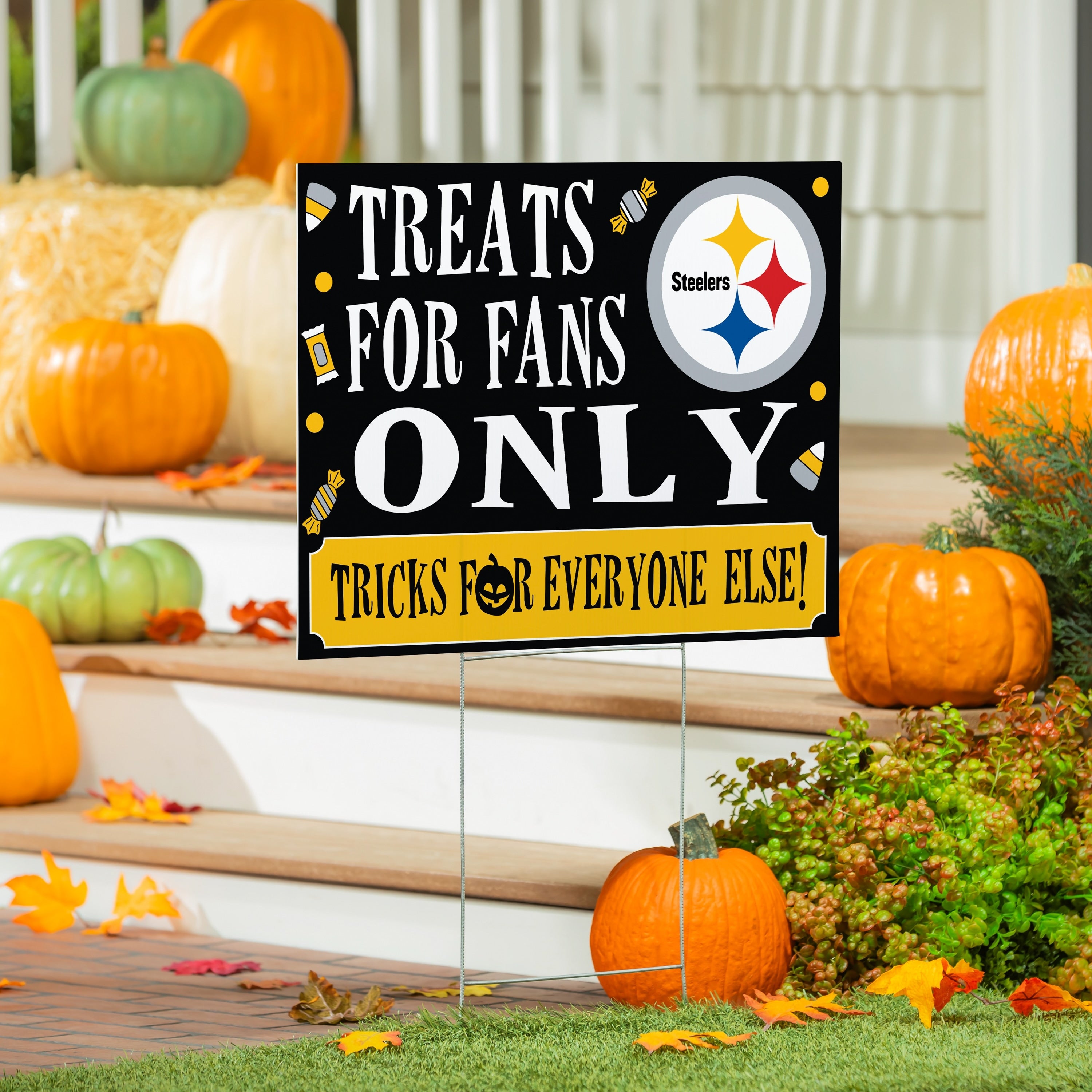 Pittsburgh Steelers Coroplast Yard Sign Halloween Treats For Fans