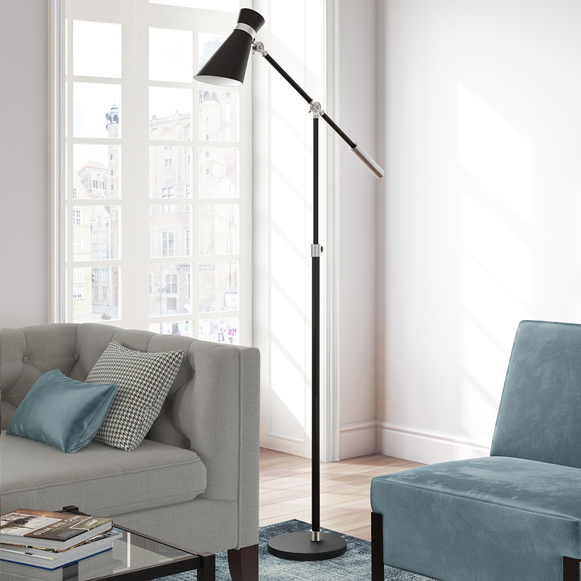 Pixar Floor Lamp In Black And Brushed Nickel N A