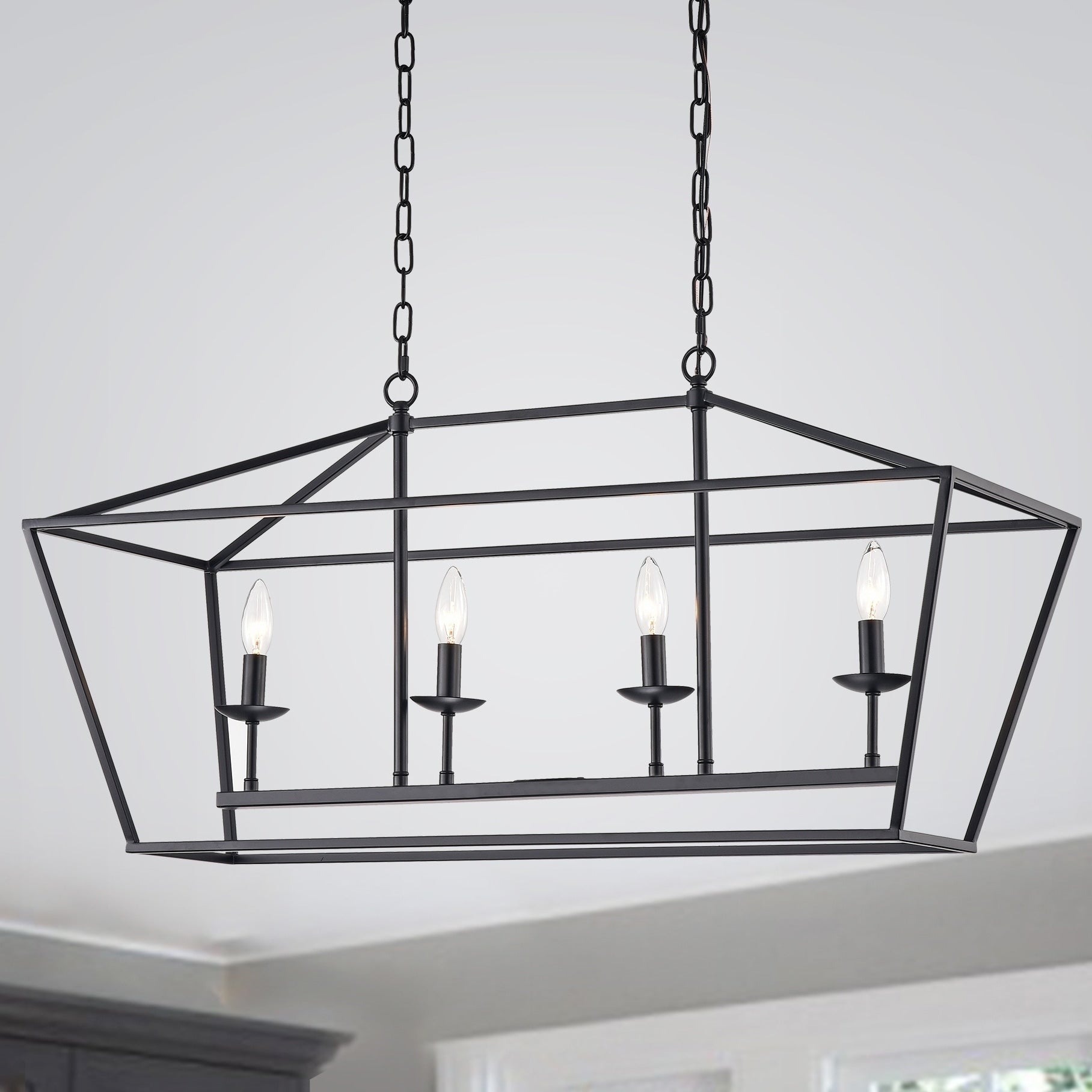 Pixie 36 Inch Matte Black With 4 Light Chandelier