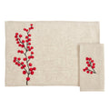 Placemat And Napkin Set With Embroidered Berry Design Set Of 8Pcs Placemat 14 X 20 Napkin 20 X 20