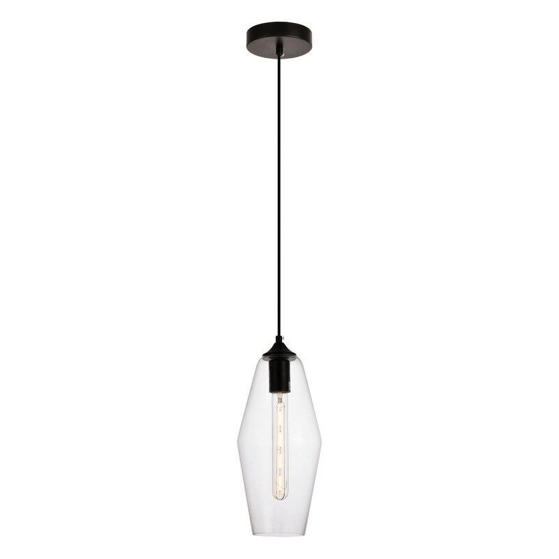 Placido Collection Pendant D5.9 H14.2 Lt 1 Black And Clear Finish