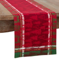 Plaid Christmas Tree Design Cotton Table Runner.