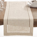 Natural Hemstitched Linen Blend Table Runner