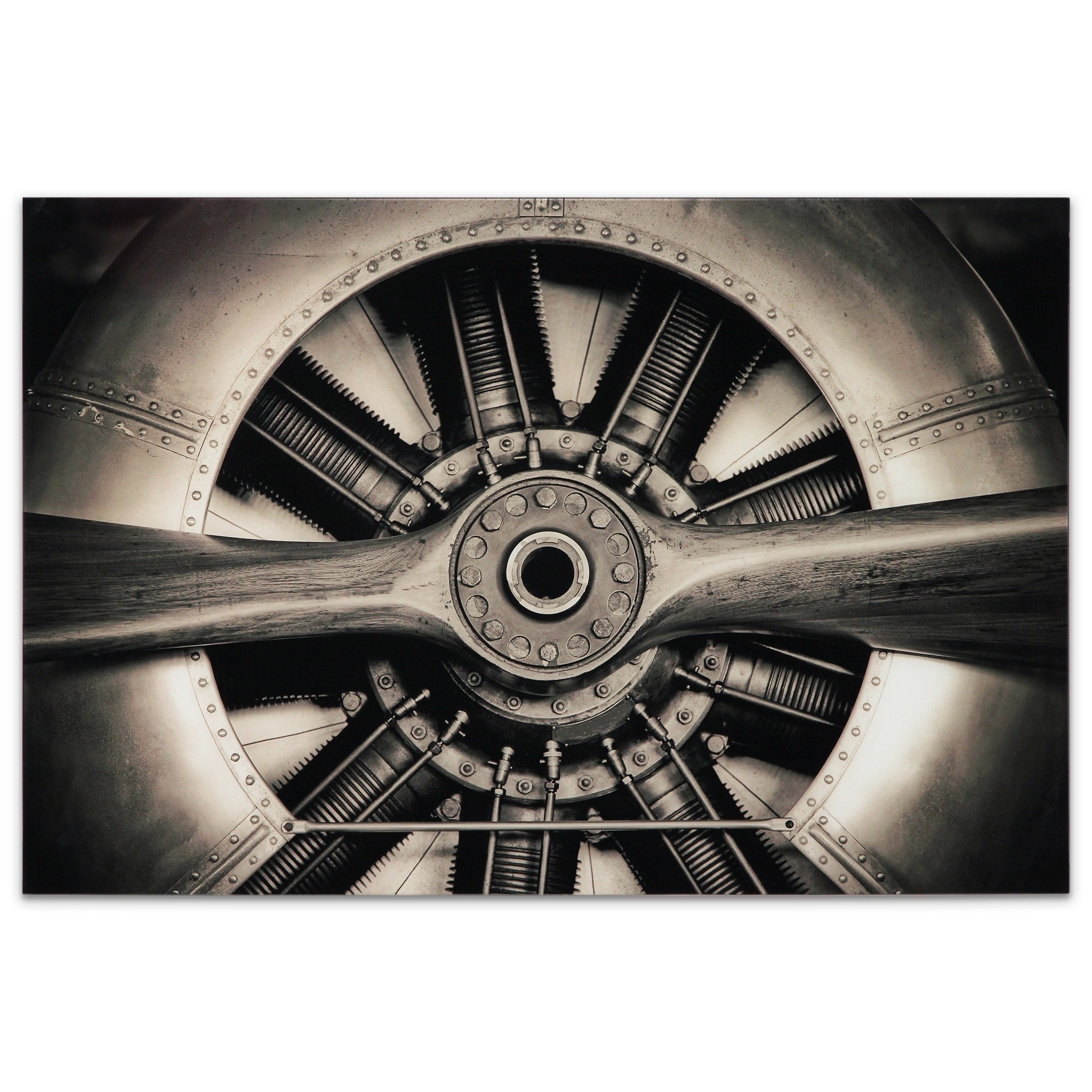Plane Propeller Graphic Wall Art On Free Floating Tempered Glass Panel