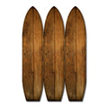 Plank Style Surfboard Shaped 3 Panel Wooden Room Divider Brown