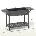 Planter Box Caster Wheel Storage Shelf Drain Hole Solid Fir Wood