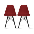 2Xhome Designer Plastic Eiffel Chairs Solid Wood Legs Set Of 2