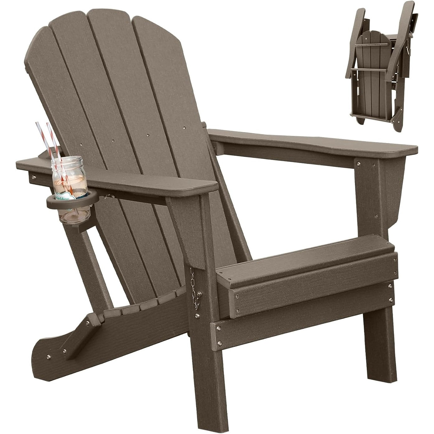 Plastic Folding Adirondack Chairs Outdoor Chairs With Cup Holder For Lawn Patio Deck Fire Pit