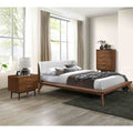 Platform Bed Nightstand Chest Walnut Finish Solid Wood 3Pc Bedroom Set