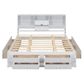 Queen King Platform Bed With Storage Headboard And 8 Drawers Sturdy Pine Wood Construction