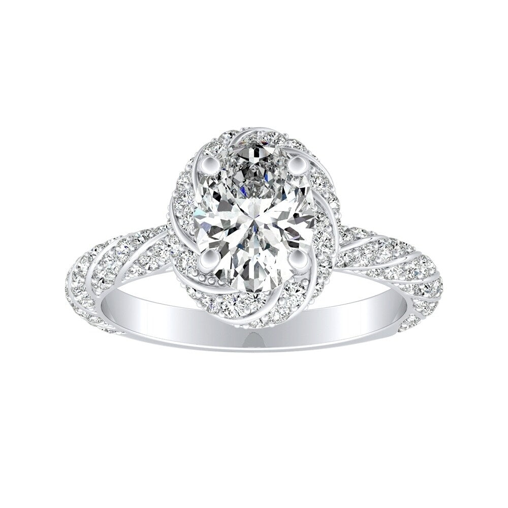 Auriya Vintage 1 3 5Ctw Halo Oval Diamond Engagement Ring Platinum Gold Gia Certified