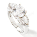 Pinctore Platinum O Silver 4.39Ctw White Cz 3 Stone Ring Size 8