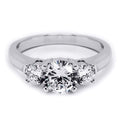 Platinum Over Sterling Silver 3 Stone Bridal Engagement Ring Round Cut Cubic Zirconia