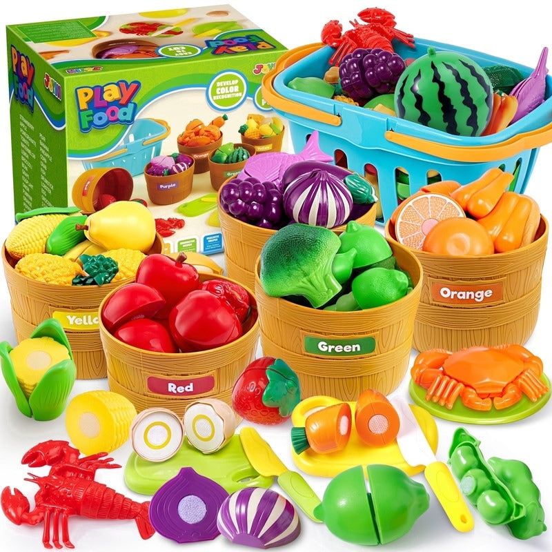 Play Food Set For Toddlers Play Kitchen Cutting Food Educational Toys Multicolor
