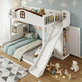 Playhouse Inspired Twin Over Full Bunk Bed With Slide Storage Staircase Wardrobe By Harper Bright Designs