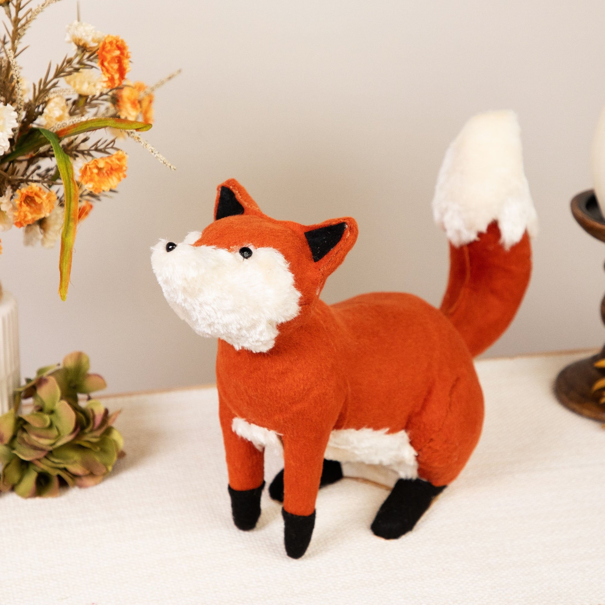 15.75 Plush Orange And Cream Sitting Fox Fall Tabletop Decoration