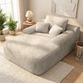Plush Convertible Chaise Lounge Sofa Boneless Sleeper Chair With Wide Armrest Throw Pillows No Assembly Needed
