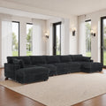 Plush Cotton Flannel Modular Sectional Sofa With 2 Ottomans